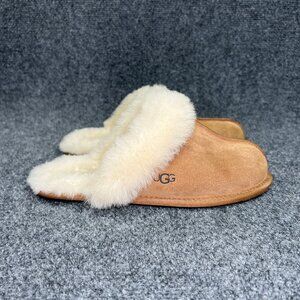 UGG Scuffette II House Slippers Women's 7 Chestnut Suede Shearling Mule Shoes